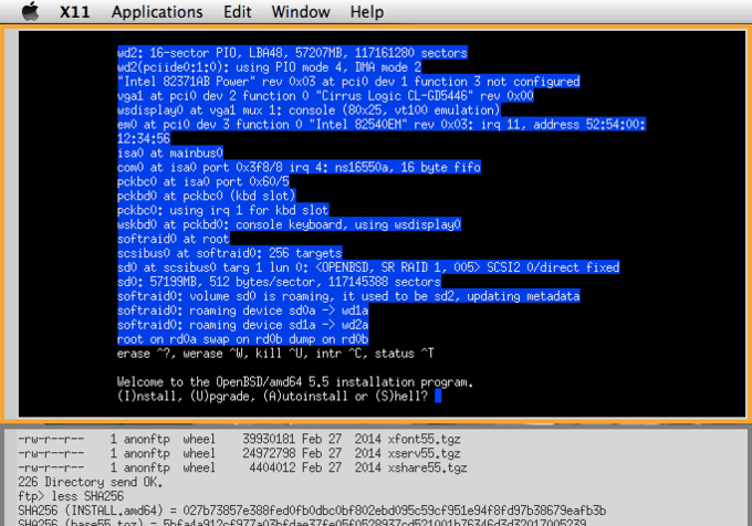 screenshot of terminal window showing openbsd booting