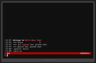 screenshot of lobsters BBS chat session with only myself chatting