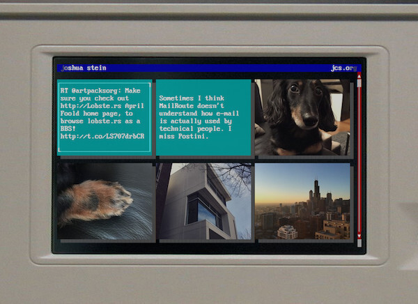 screenshot of terminal version of my website with similar colored squares