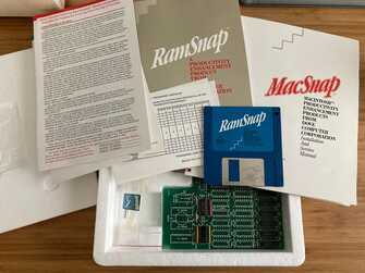 macsnap box contents with board, diskette, and manuals