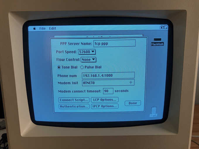 screenshot of macintosh PPP server settings